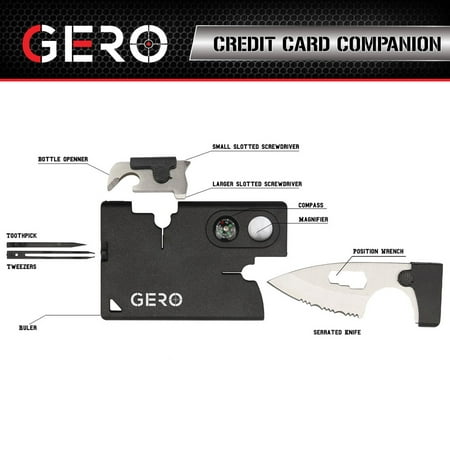 GERO Multi purpose Pocket 10 in 1 Credit Card Tool Survival Knife (Best All Purpose Knife Survival)