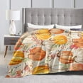 thumbnail image 3 of Thanksgiving Day Gift Fall Throw Blanket Happy Pumpkin Blanket Soft Fleece Flannel Throws Cozy Plush Fall Pumpkins Throw Blanket for Living Room Couch Sofa Bed 50"X60" for Mom Kids Women, 3 of 6