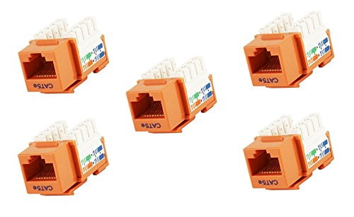 eDragon 5 Pack Cat5E Punch Down Keystone Jack Green
