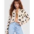 thumbnail image 5 of Women'S Crop Leopard Print Cardigan Tie Front Knit Long Sleeve Y2k Bo-W Sweater Apricot Color S, 5 of 8