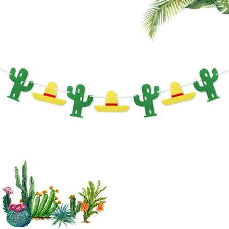 GOOHOCHY  2 Sets Mexican Carnival Bunting Fiesta Party Decorations Birthday Cactus