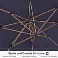 thumbnail image 6 of PURPLE LEAF 9' x 12' Rectangle Patio Cantilever Umbrella Large Hanging Umbrella Teak Finished Aluminum Frame Windproof Offset Outdoor Sun Umbrellas for Beach Pool Deck, Navy Blue, 6 of 12