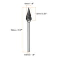 thumbnail image 2 of Uxcell 10 Pack 1/4" (6mm) Head 1/8" (3mm) Shank 60 Degree Cone M Shape Single Cut Carbide Rotary Burrs, 2 of 6
