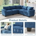 thumbnail image 5 of Chalantevo 5-Seat Modular Sectional Sofa, 97" Chenille V-Shaped Couch with Storage Armrests,Blue, 5 of 8
