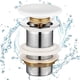 thumbnail image 1 of Basin Drain Without Overflow, Pop-up Drain for Basin Basin Drain with Ceramic Lid White Drain Plug Brass Basin Plug, 1 of 5