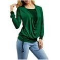 thumbnail image 1 of Lenpel Hauts à Paillettes pour Femmes Scintillants à Manches Longues à Encolure Carrée T-Shirts Patchwork à Paillettes T-Shirts Décontractés Amples Blouses (Vert Armée, 5X-très Grand), 1 of 7