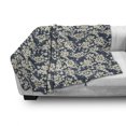 thumbnail image 3 of Floral Soft Flannel Fleece Throw Blanket, Vibrant Little Blossoms Flourishing Garden Feminine Flora Graphic Art, Cozy Plush for Indoor and Outdoor Use, 70" x 90", Night Blue Ivory, by Ambesonne, 3 of 6