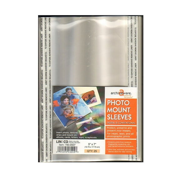 Lineco Photo Mounting Sleeve Pack - 5" x 7", Pkg of 25