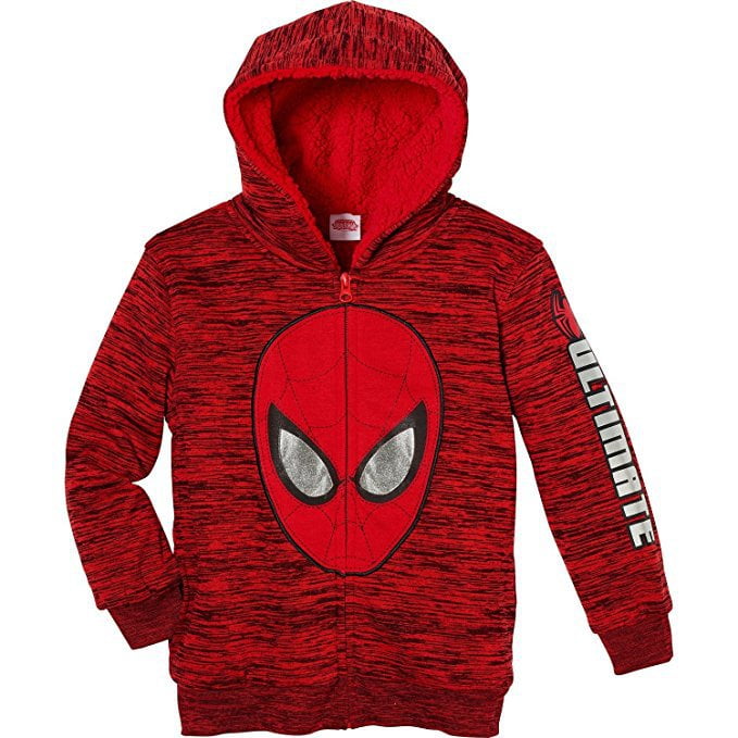 CLife Boys Marvel Superhero Lined Full Zip Hoodie Jacket Spiderman