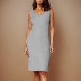 thumbnail image 1 of Women's Sheath Midi Dress Boat Neck Sleeveless A Line Work Office Dresses Slimming Elegant Pencil Outfits, 1 of 5