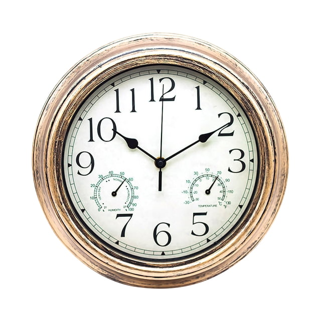 Pompotops Horloge Rétro de Jardin Extérieur Étanche Mesure de la Température Hygromètre 12 Pouces Liquidation