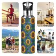 thumbnail image 7 of Yayeee 33oz Insulated Water Bottle Double Wall Stainless Steel with Flip Straw Lid, Blue Art Sunflowers, 7 of 7