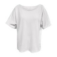 thumbnail image 5 of Plus Size Work Blouses for Women Solid Short Sleeve Crew Neck Casual Basic T shirts Loose Comfy Summer Tunic Tops, 5 of 5