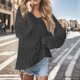thumbnail image 2 of Suéter térmico de Manga larga Gibobby Cárdigan de ganchillo con Hombros descubiertos negro XL, 2 of 5