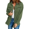 thumbnail image 3 of Chaqueta Vaquera Oversize para Mujer, Camisas Vaqueras Casuales de Larga, Chaqueta Vaquera Desgastada, Conjuntos de 2026. Verde XL, 3 of 9