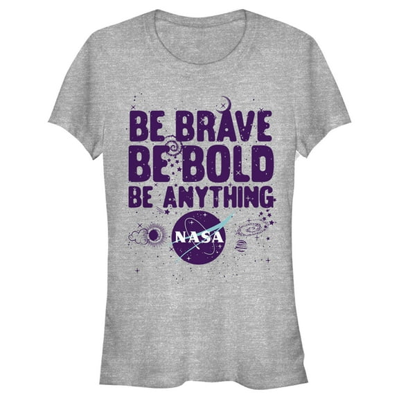 Junior's NASA Be Be Bold Be Anything Space Doodles Graphic Tee Athletic Heather 2X Large