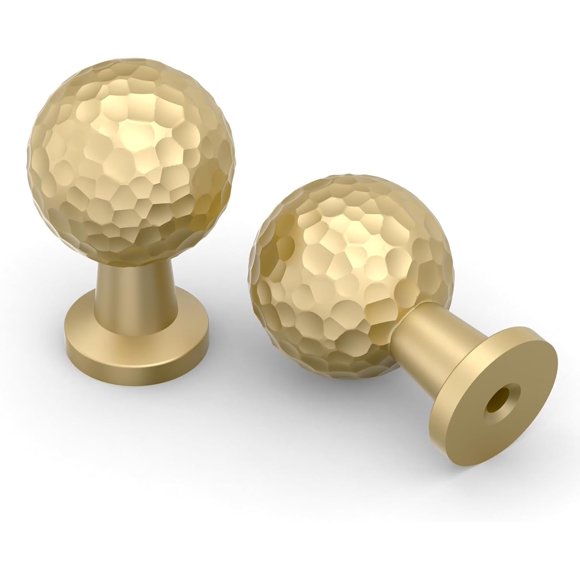 PinesC 10 Pack Brushed Gold Kitchen Cabinet Knobs Dresser Knobs Drawer Knobs Cabinet Hardware Zinc Knobs for Dresser Drawers Brushed Gold Single Hole Knob