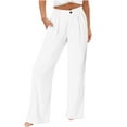 thumbnail image 2 of ZHYou Womens Linen-Blend Wide Leg Pants,High Waisted Flowy,Trousers with Pleated Detail,White,Size L, 2 of 7