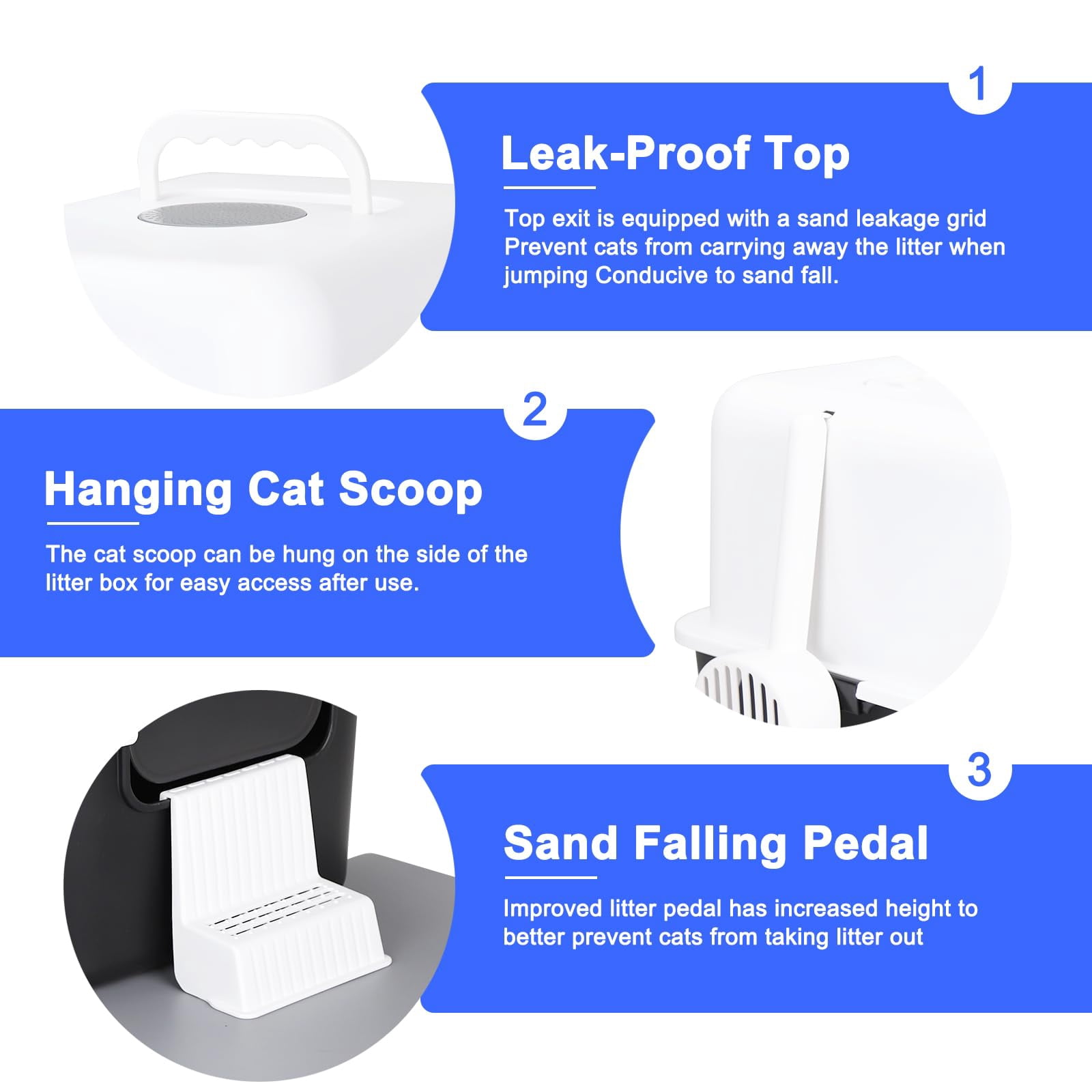 Enclosed Cat Litter Box with Lid, Splash-Proof and Leak-Proof Design, High Edge for Urine Control, Odor-Free, Easy to Clean and Install, Black Pedal Model