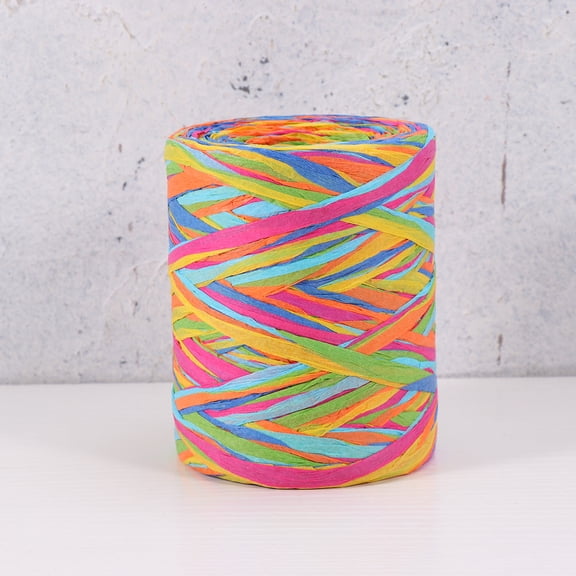 Luxshiny Multicolor Handmade DIY Woven Rope Paper Ribbon Raffia Ribbon Soft Texture for Home Decoration