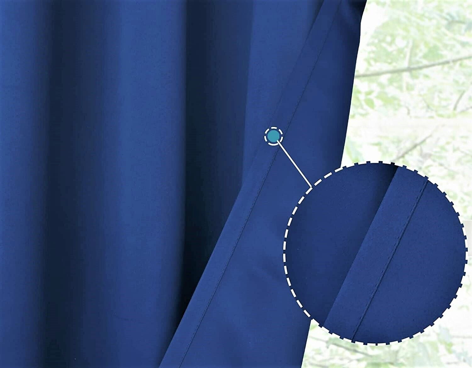 Set of 2 panels K68 royal blue color blackout unlined thermal light blocking drapes for living room window curtain top grommets noise reducing 37" wide X 63" length each panel