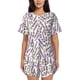 thumbnail image 1 of Balery Lavender Flowers Conjunto de Pijama para Mujer con Estampado, Dos Piezas de Manga Corta y Shorts, Ropa de Dormir Suave con Cuello Redondo y Bolsillos-4X-Large, 1 of 6