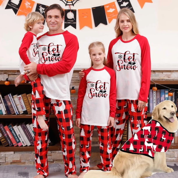 2023 New Christmas Mother Father Kids Matching Pajamas Set Baby Dog Romper Letter Print Casual Soft Clothes Family Look Outfits