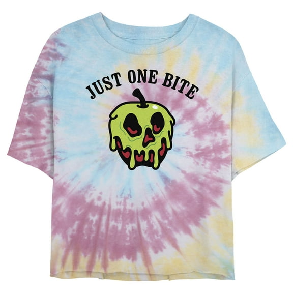 Junior's Snow White and the Seven Dwarfs One Bite Apple Crop Graphic Tee Tie Dye Small