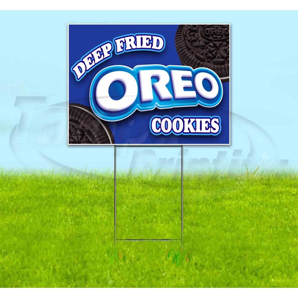 Deep Fried Oreo Cookies (18" X 24") Yard Sign, Includes Metal Step