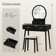 thumbnail image 3 of Gymax Small Vanity Desk w/Mirror & Lights Cushioned Stool 3 Adjustable Lighting Colors Black, 3 of 10
