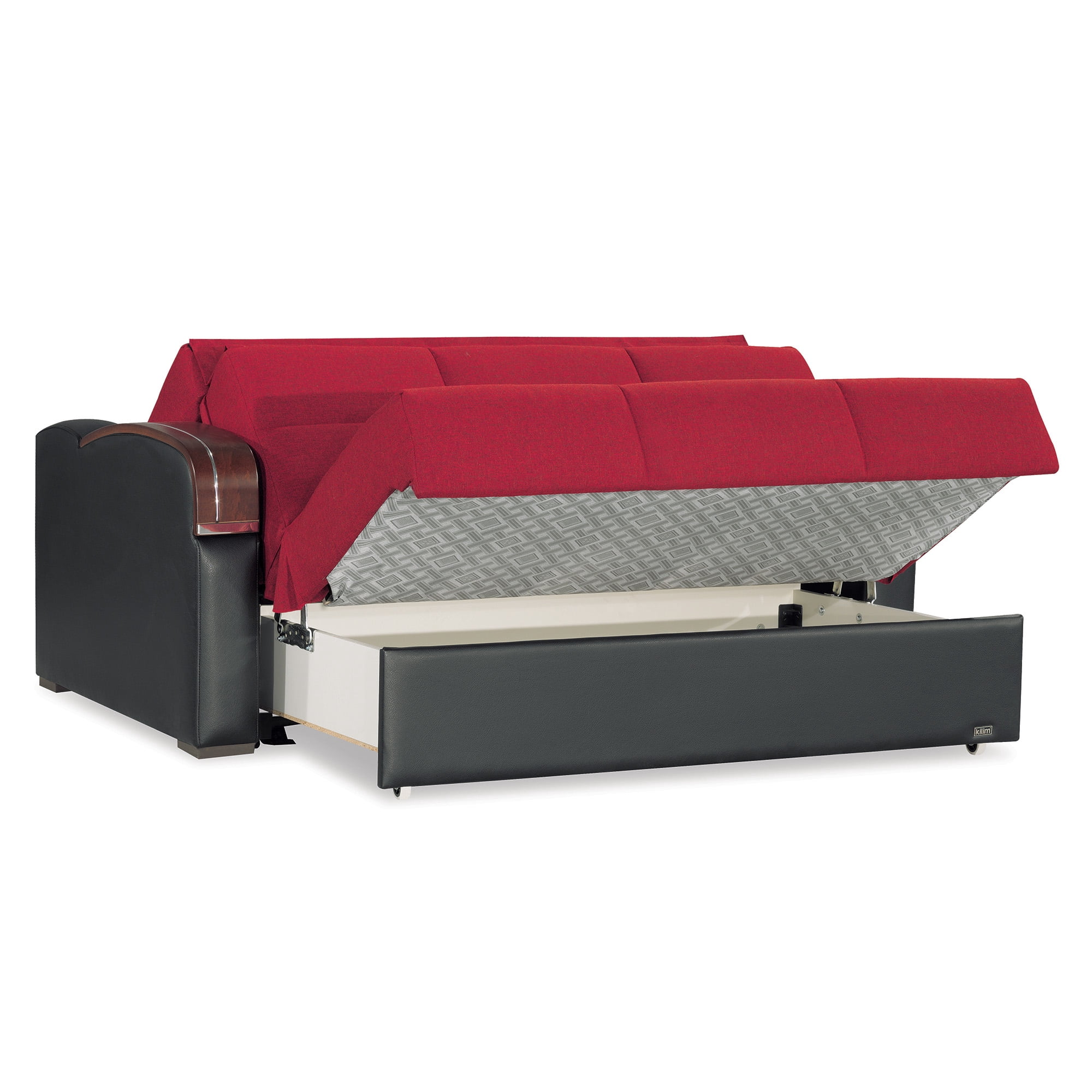 Ottomanson Trance Sofa Bed with Storage 75", Red Polyester