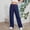 Navy women wide leg pants with pockets a1, variant on Cagogo Women Wide Leg Elastic Waist Pants with Pockets Casual Solid Streetwear Lounge Long Pants Cargo Pants, Black L