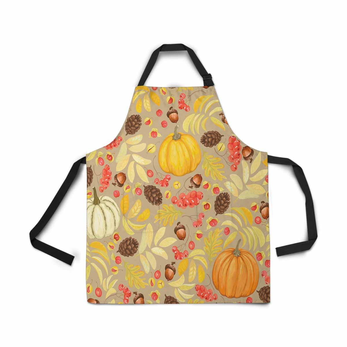 ASHLEIGH Autumn Fall Pumpkin Pattern Apron for Women Men Girls Chef with Pockets Acorn Pine Cone Rowan Oriental Bittersweet Unisex Adjustable Bib Apron Kitchen for Cooking Baking Gardening Home