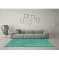 thumbnail image 3 of Ahgly Company Machine Washable Indoor Square Oriental Turquoise Blue Industrial Area Rugs, 8' Square, 3 of 4
