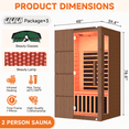 thumbnail image 3 of BUPPLEE 2 Person Infrared Sauna with Red Light Therapy Lamp, Bluetooth and 7-Color Lighting for Indoor Home Spa, Walnut, 3 of 10