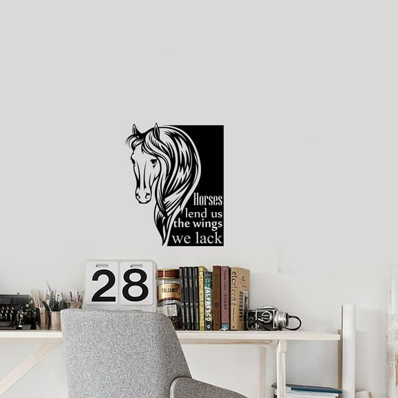 Horses Lend Us The Wings Equestrian Quote Jumper Horse Jumping Horse Quotes Saying Wall Art Sticker Designs Vinyl Stickers For Home House Walls Rooms Window Bedroom Decoration Size (40x35 inch)