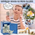 thumbnail image 3 of Piggy Banks for Kids, Money Bank with Fingerprint Recognition, Electronic Password Cash Coin Can ATM Bank with Auto Grab Bill Slot, Money Coin Saving Box for Kids, Perfect Gifts for Boys Girls, Blue, 3 of 9