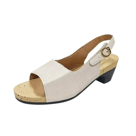 

Sandals Women Dressy Summer Ladies Fashion High Heels Singles Sandles Slippers For Women Beige Size 9
