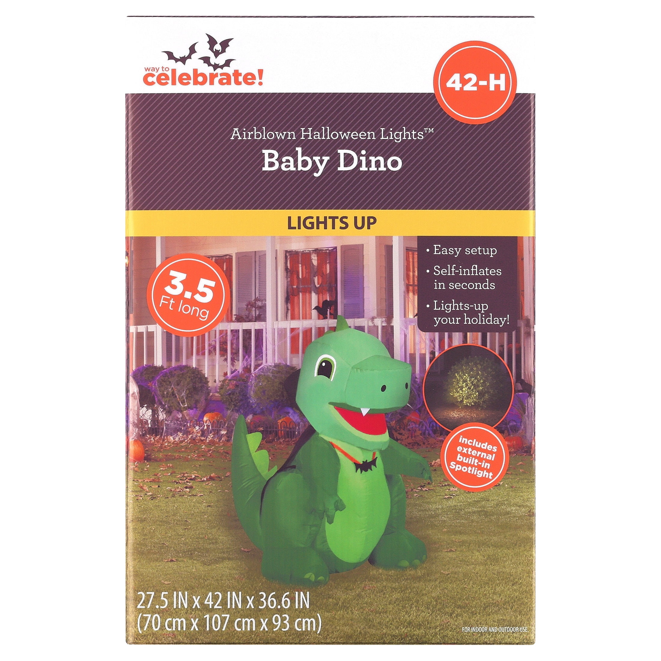 Baby Vampire Dino Airblown Yard Inflatable, Multicolor, 3.5', Halloween by Way To Celebrate