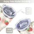 thumbnail image 5 of Strawberry 40 Oz Tumbler with Handle Lid and Straw, Stainless Steel Double Walled Vacuum Insulated Cup, Cute Anniversary Wedding Birthday Gifts Tumbler for Women Men Friends Outdoor Indoor, 5 of 7
