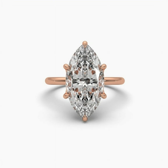 6 Claw Solitaire Marquise cut Moissanite 18k Ring