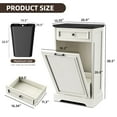 thumbnail image 2 of Spurgehom 13 Gallons Tilt Out Trash Can Cabinet Hidden Kitchen Waste Bins Free Standing Recycling Trash Cabinets with Drawer Pet Proof Trash Can for Kitchen and Living Room, Antique White and Black, 2 of 14