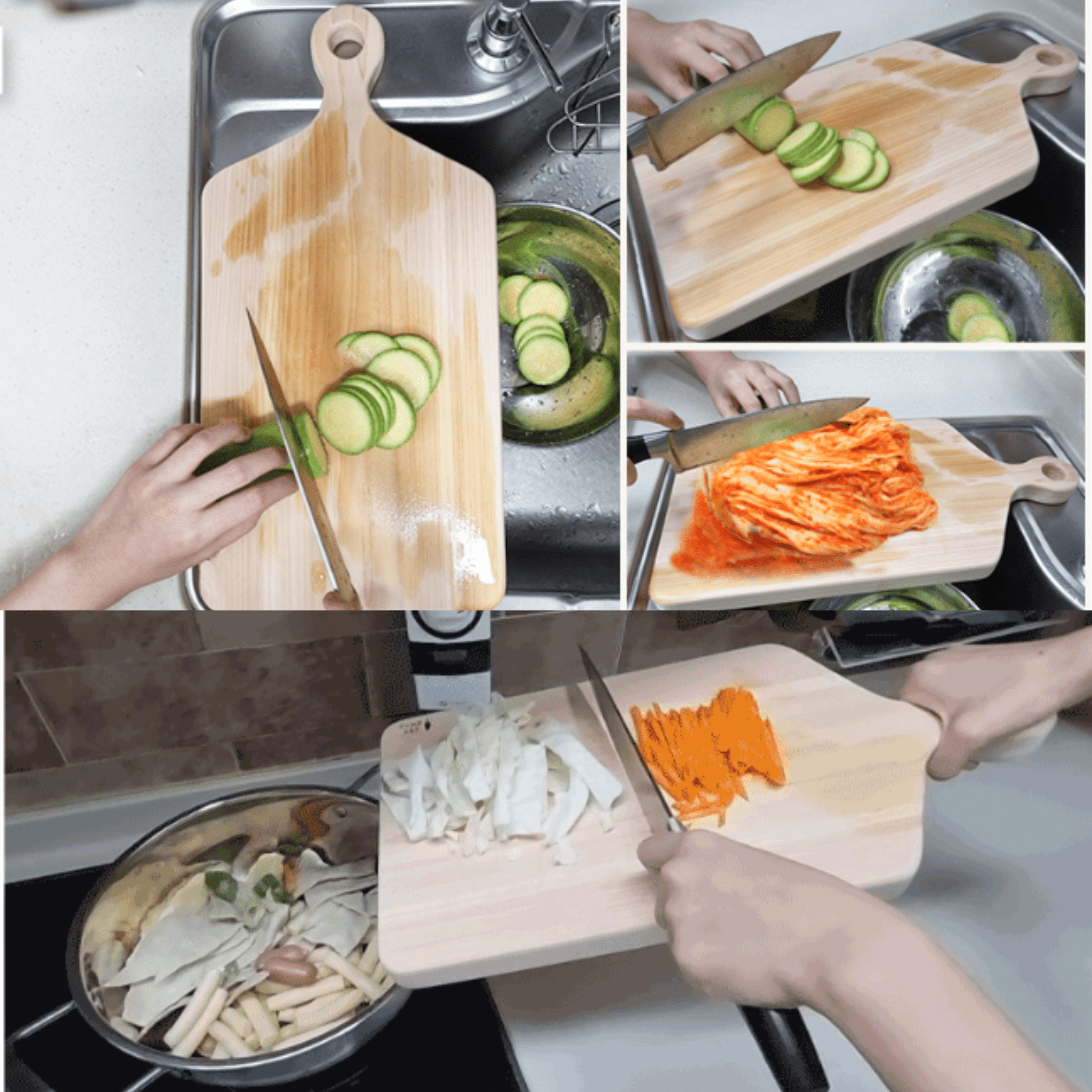 SELECLINE Hinoki Cypress Cutting Board with Handle, 16.5x7.9", 1" Thick, Handmade, Made in Korea