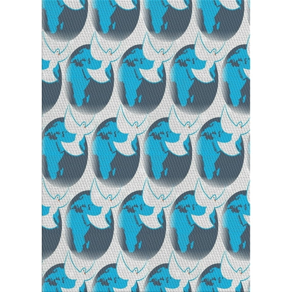 Ahgly Company Indoor Rectangle Patterned Azure Blue Novelty Area Rugs, 4' x 6'
