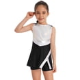 thumbnail image 2 of Oyolan Kids Girls Cheerleading Outfit Cheer Leader Uniform Sequin Dress with Booty Shorts Set Black 3, 2 of 7