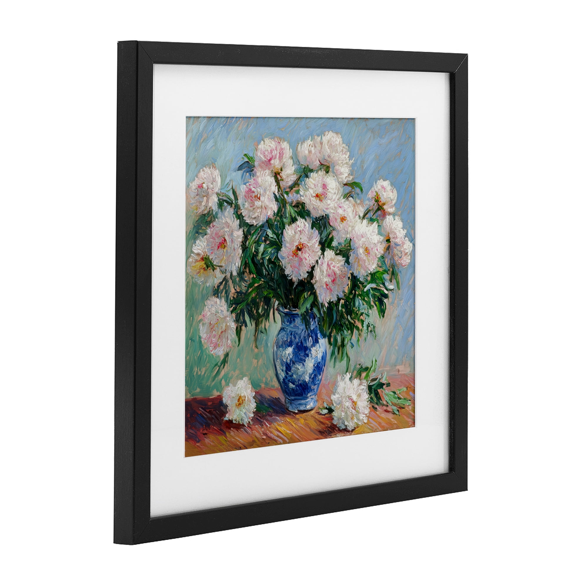 Stupell Industries Peonies in Blue Vase Black Framed Print Under Glass, design by Tina LeCour