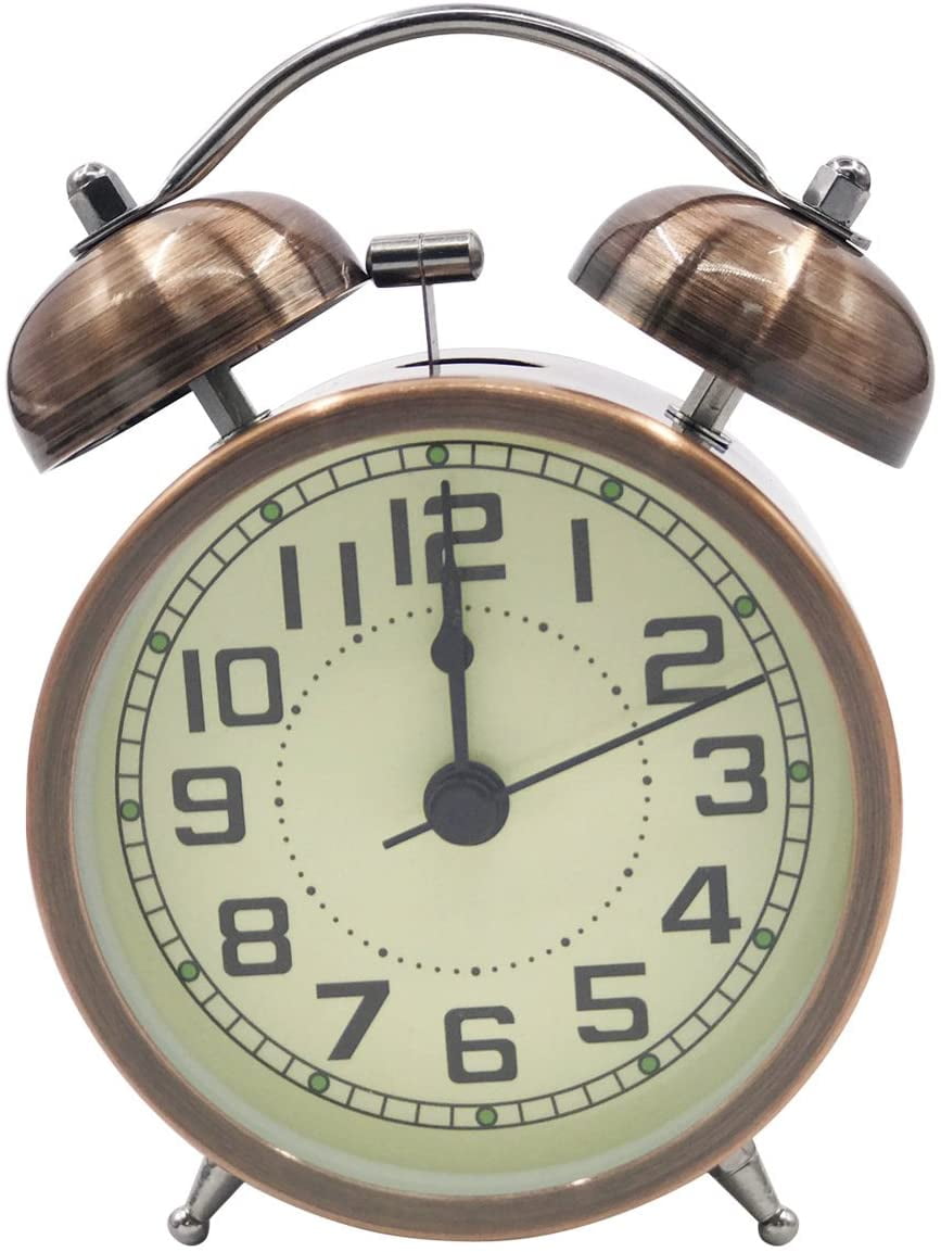 Retro Morning Alarm Clock Quiet Bedside Quartz Alarm Clock, Analog