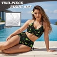 thumbnail image 3 of Xoenoiee Heart Jamaica Flag Palm Tree Print Women High Waisted Bikini Sets V Neck Tummy Control Bathing Suit Two Piece Swimsuits with Removable Pad, M, 3 of 7
