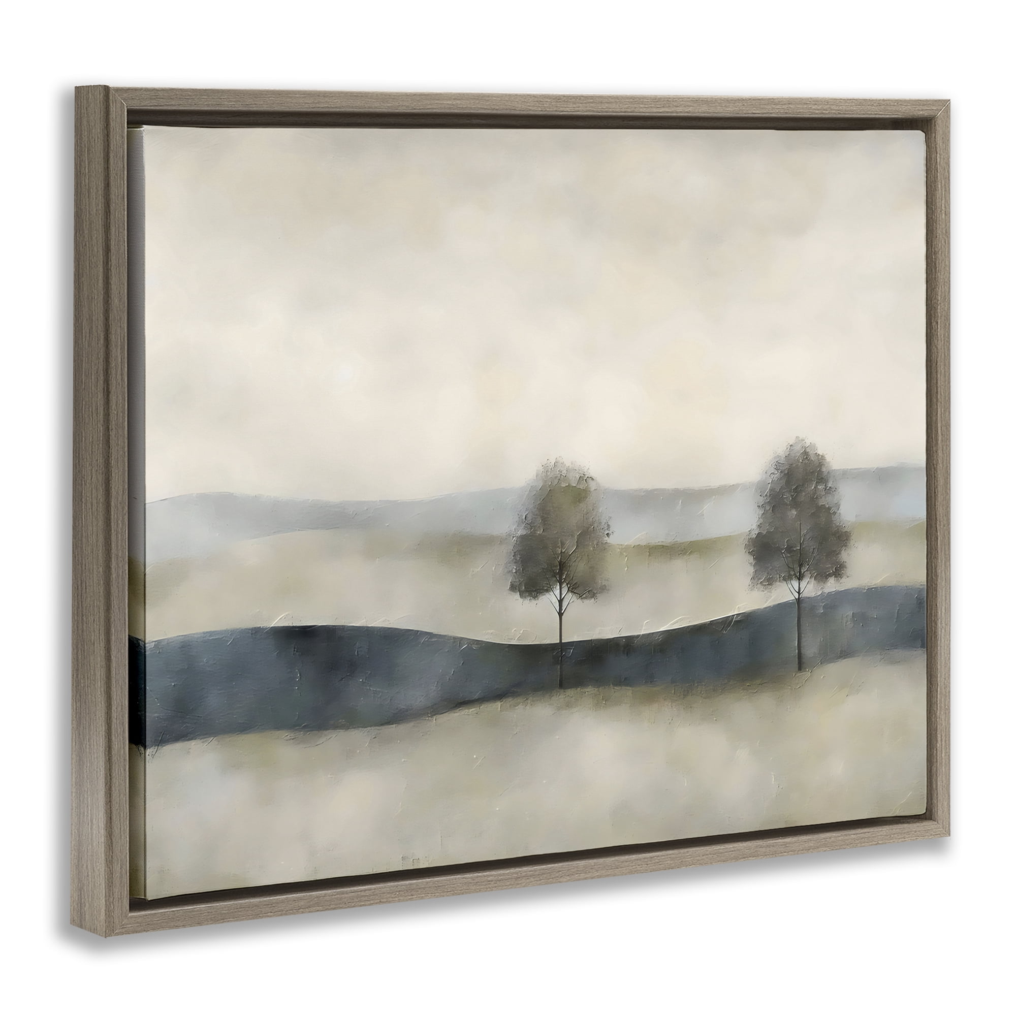 Stupell Industries Muted Horizon with Trees Brown Framed Floater Canvas Wall Art, design by Riley B