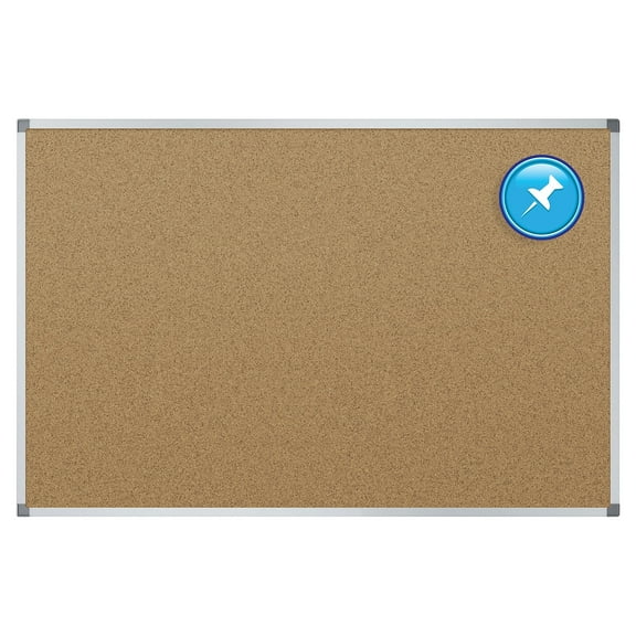Quartet Basic Cork Bulletin Board 4 x 3 Aluminum Frame - Cork Boards